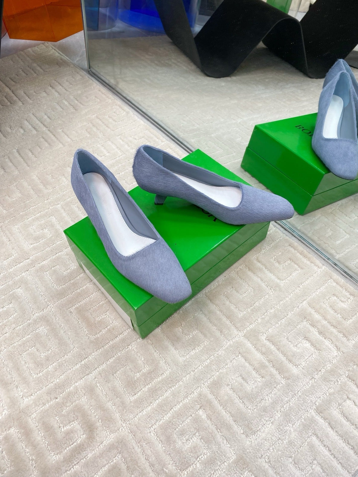 BOOGIE JAGUAR-PRINTED CALF HAIR PUMPS 45 MM PIGEON BLUE